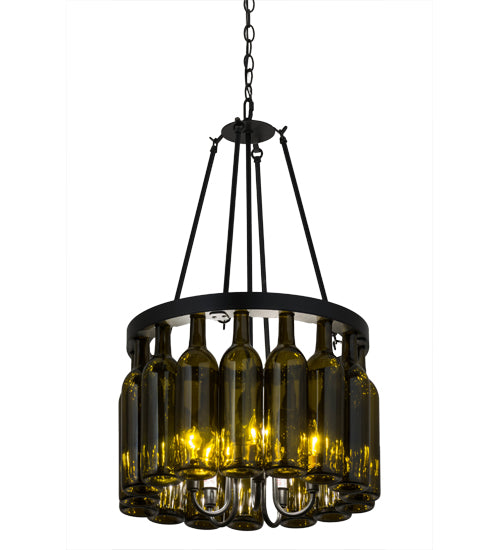 17"W Tuscan Vineyard Estate 16 Wine Bottle Chandelier