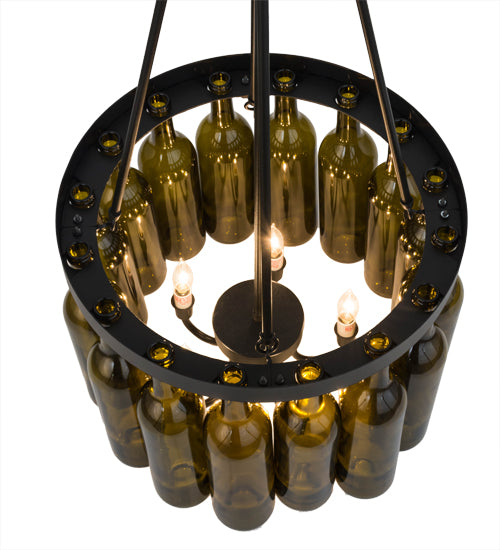 17"W Tuscan Vineyard Estate 16 Wine Bottle Chandelier