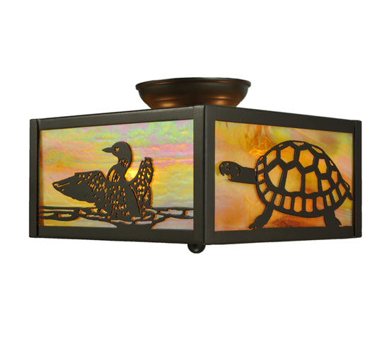 10"Sq Loons & Turtles Flushmount