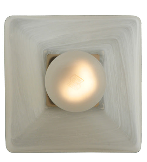 5"Sq Bungalow White Alabaster Swirl 1 Lt Mini Pendant