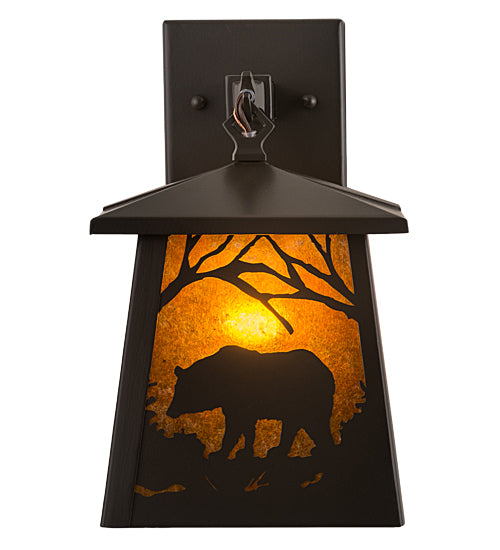 7"W Black Bear Hanging Wall Sconce