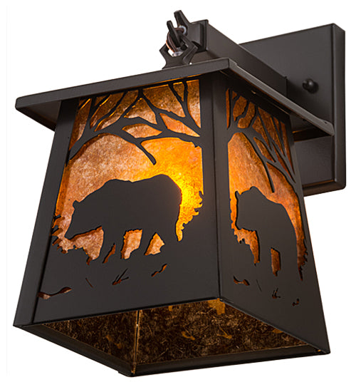 7"W Black Bear Hanging Wall Sconce