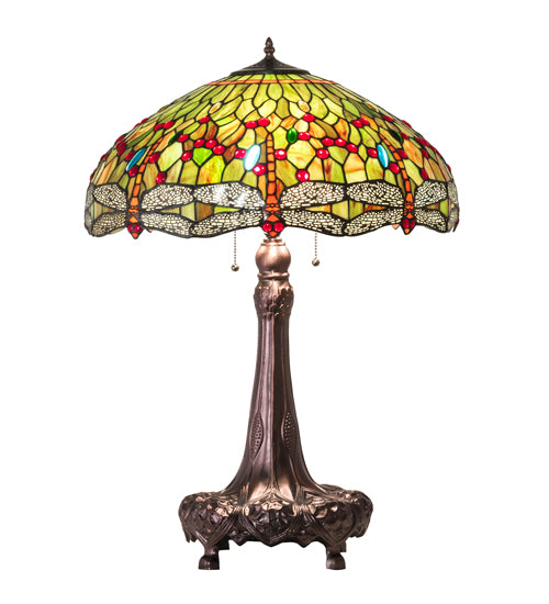 31" High Tiffany Hanginghead Dragonfly Table Lamp