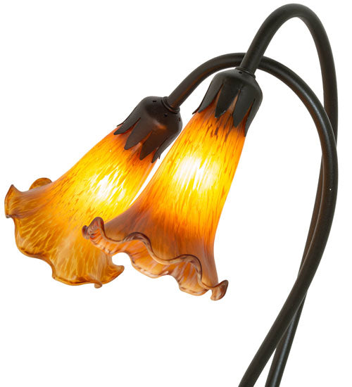 16" High Amber Tiffany Pond Lily 2 Lt Accent Lamp