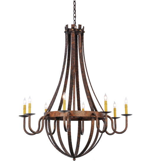 42" Wide Barrel Stave Madera 8 Lt Chandelier