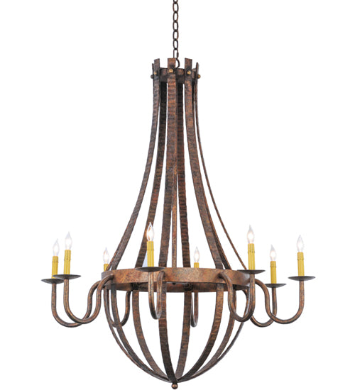 42" Wide Barrel Stave Madera 8 Lt Chandelier