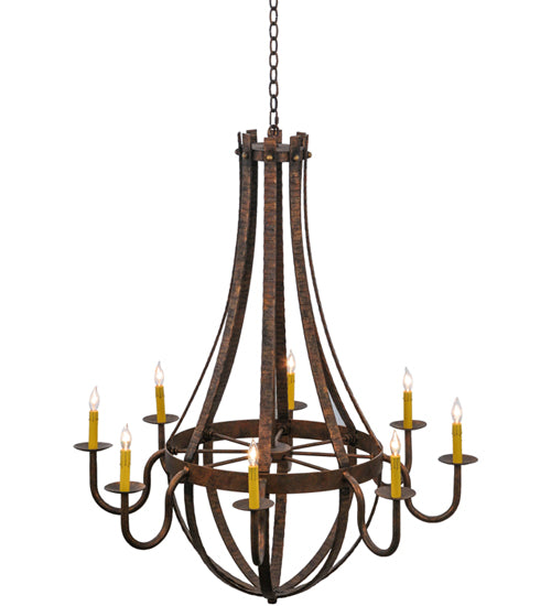 42" Wide Barrel Stave Madera 8 Lt Chandelier