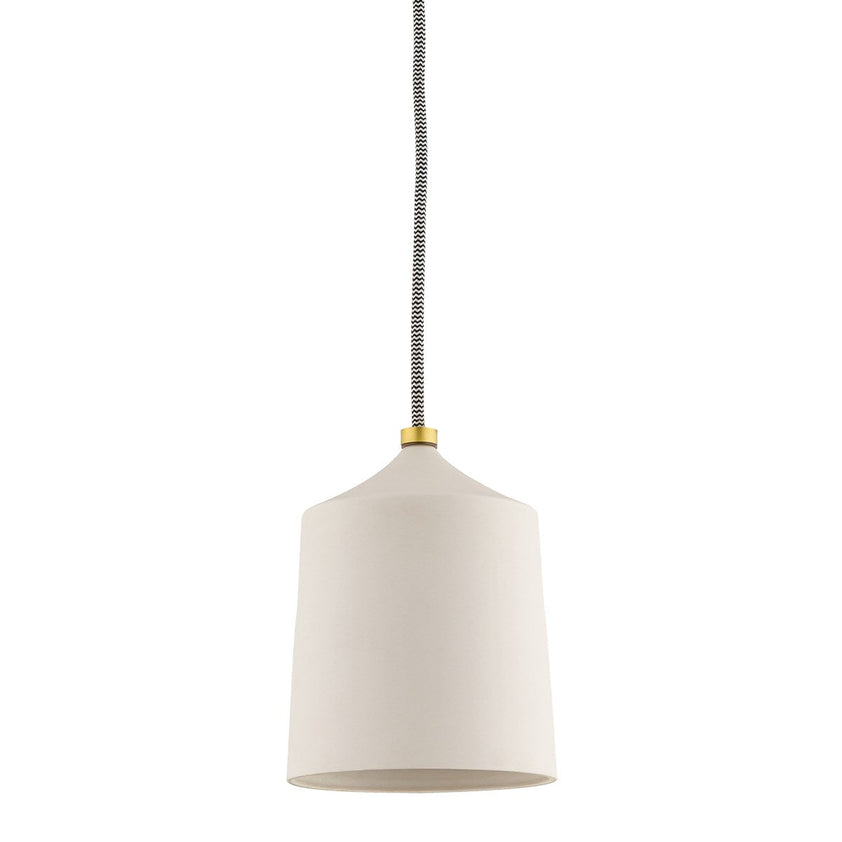 Megan Pendant - Aged Brass/Matte White