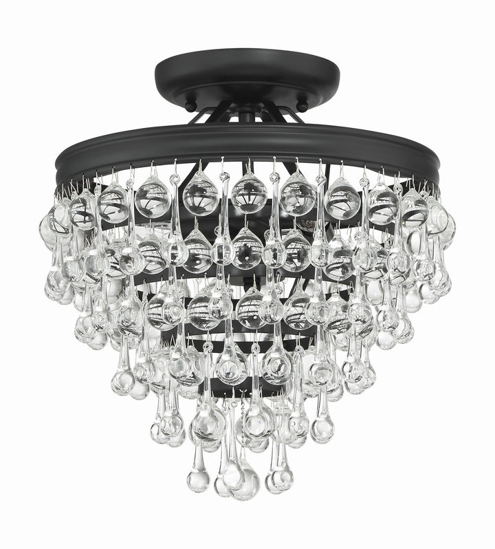 Crystorama Calypso 3 Light Matte Black Semi Flush Mount