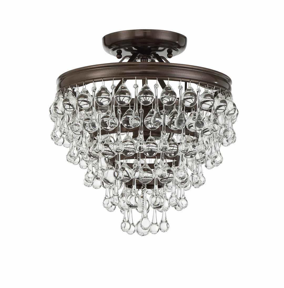 Crystorama Calypso 3 Light Matte Black Semi Flush Mount