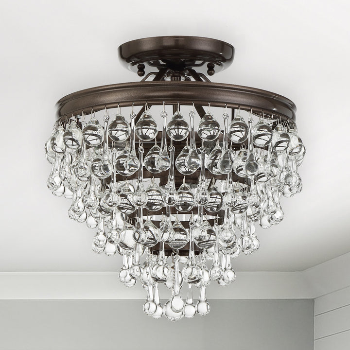 Crystorama Calypso 3 Light Matte Black Semi Flush Mount