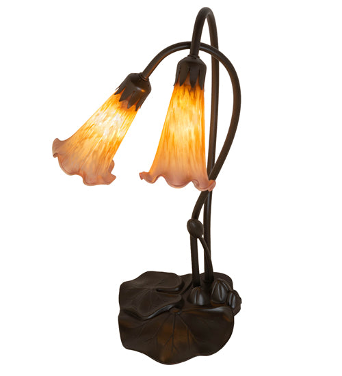 16" High Amber/Purple Pond Lily 2 Lt Table Lamp