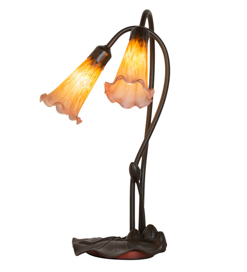 16" High Amber/Purple Pond Lily 2 Lt Table Lamp