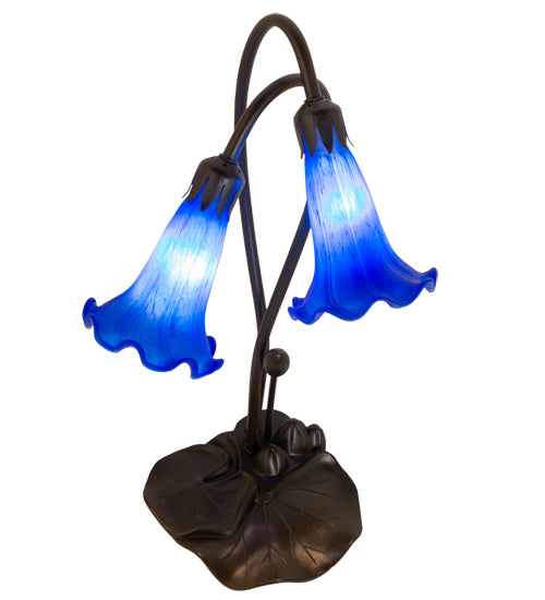 16" High Blue Pond Lily 2 Lt Accent Lamp