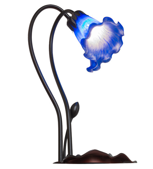 16" High Blue Pond Lily 2 Lt Accent Lamp