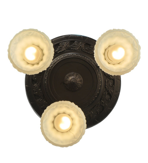 15" Wide White Puffy Rose 3 Light Semi-Flushmount