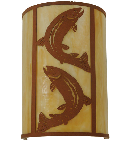 12" Wide Leaping Trout Vanity Light