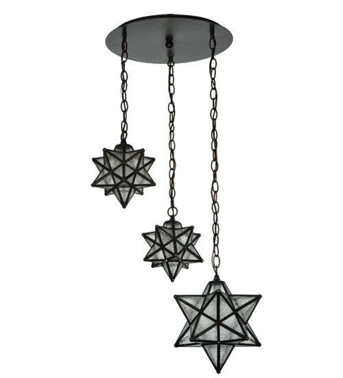 21" Wide Moravian Star 3 Light Cascading Pendant