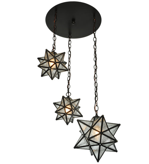 21" Wide Moravian Star 3 Light Cascading Pendant