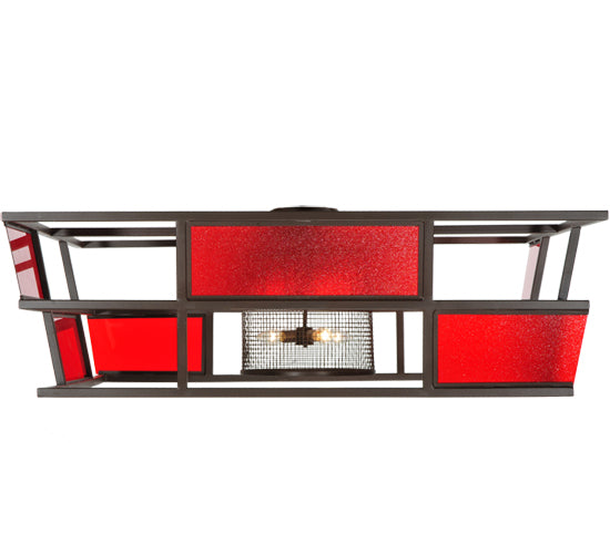 60"Sq Tavern Red Block Acrylic Flushmount