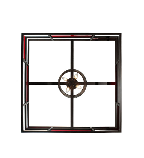 60"Sq Tavern Red Block Acrylic Flushmount