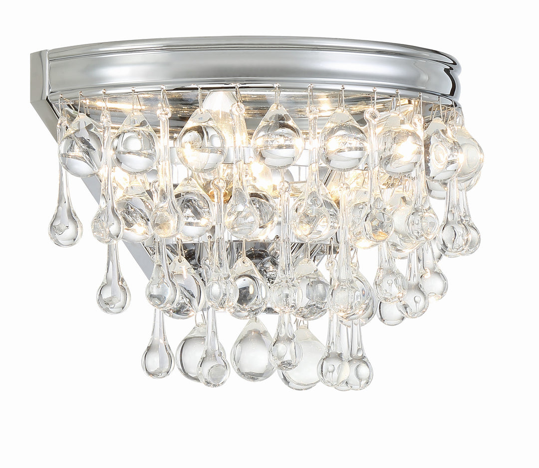 Crystorama Calypso 2 Light Crystal Teardrop Polished Chrome Sconce