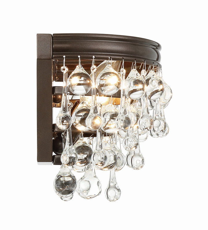 Crystorama Calypso 2 Light Crystal Teardrop Polished Chrome Sconce