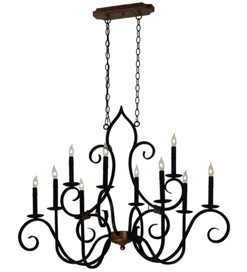 43"L Clifton 10 Lt Oblong Chandelier