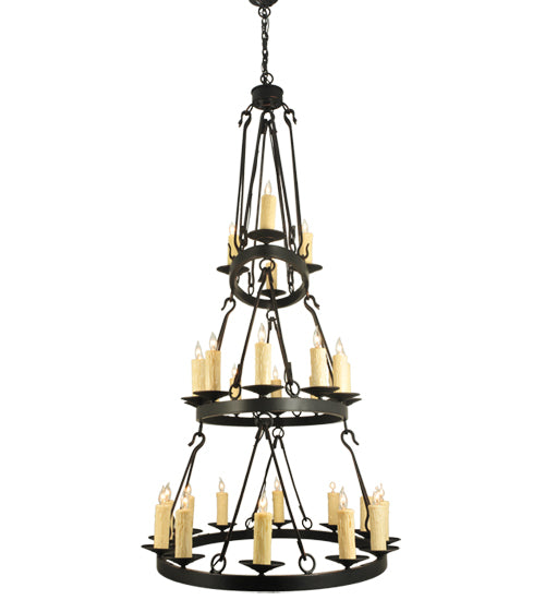 60"L Kenosha 28 Lt Three Tier Oblong Chandelier