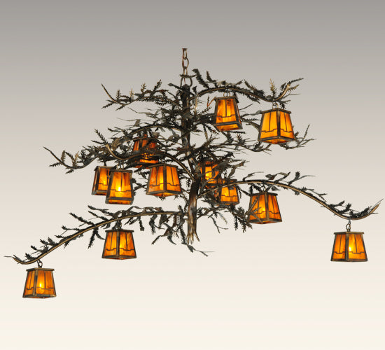 54" Wide Pine Branch Valley View 12 Light Chandelier