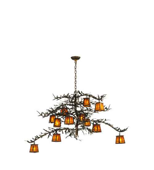 54" Wide Pine Branch Valley View 12 Light Chandelier