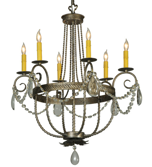 28.5"W Antonia 6 Lt Crystal Chandelier