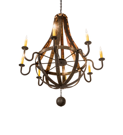 48" Wide Barrel Stave Madera 8 Lt Chandelier