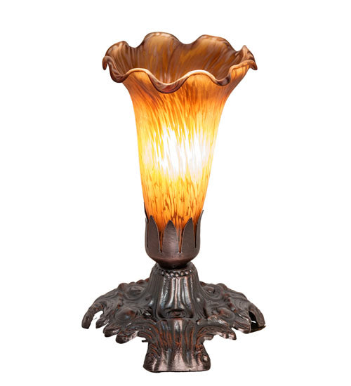 7" High Amber Pond Lily Victorian Mini Lamp