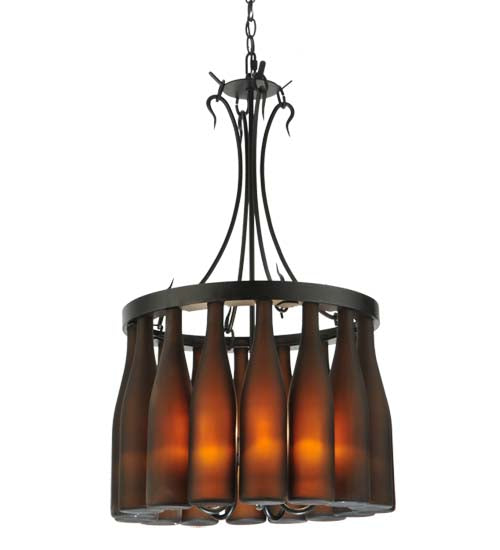 18"W Tuscan Vineyard Villa 16 Wine Bottle Chandelier