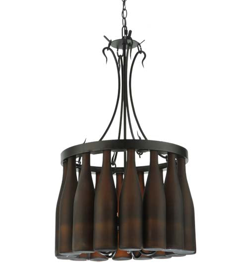 18"W Tuscan Vineyard Villa 16 Wine Bottle Chandelier