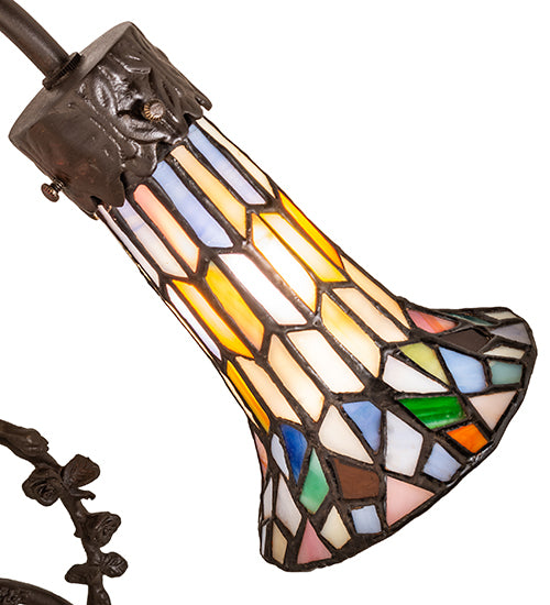 17" High Stained Glass Pond Lily 2 Light Trellis Girl Accent Lamp