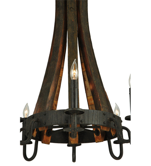 24"W Barrel Stave Madera 8 Lt Chandelier