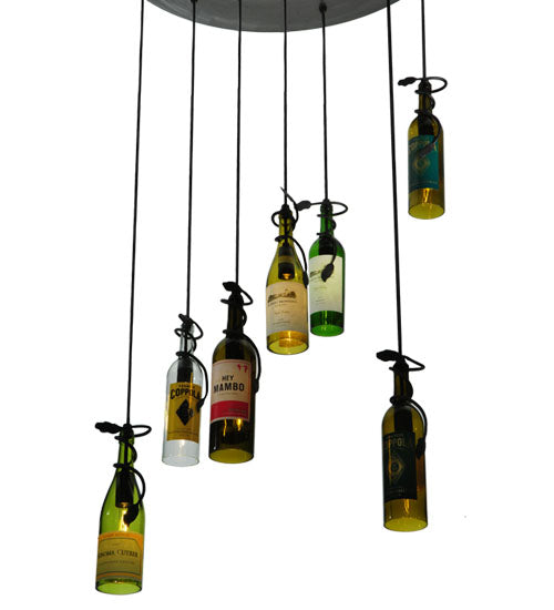 30"W Tuscan Vineyard Personalized 7 Wine Bottle Cascading Pendant