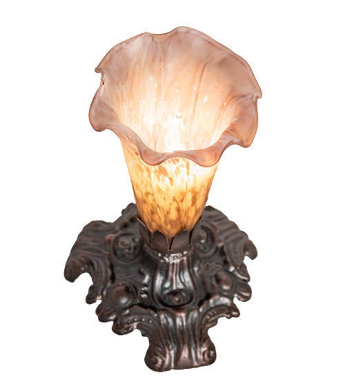 7" High Amber/Purple Tiffany Pond Lily Victorian Mini Lamp