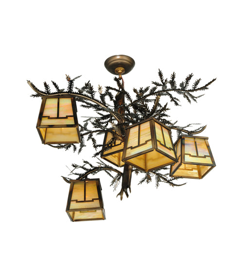 29"W Pine Branch Valley View 5 Lt Chandelier