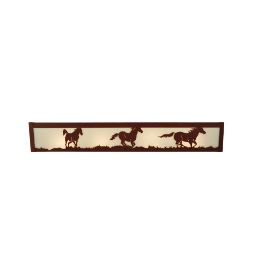 30" Wide Running Horses Vanity Light