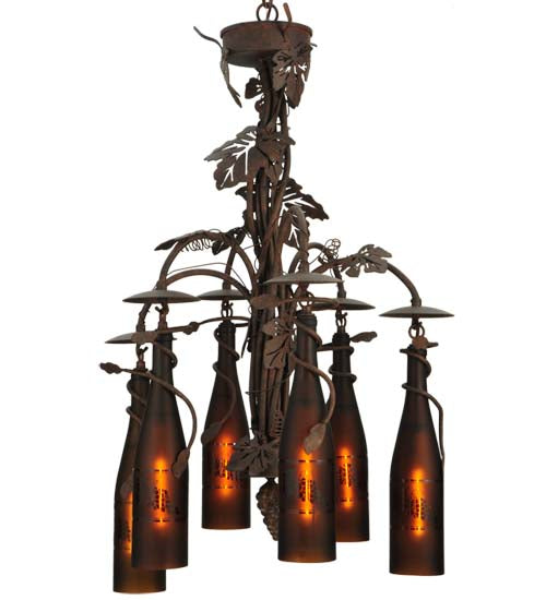 20"W Tuscan Vineyard 6 Wine Bottle Chandelier