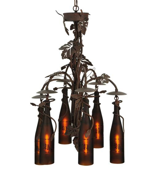 20"W Tuscan Vineyard 6 Wine Bottle Chandelier