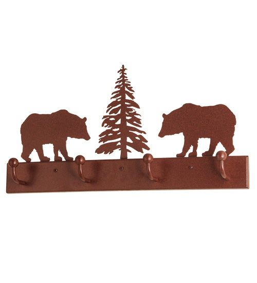 24"L Bear On The Loose 4 Hooks Coat Rack