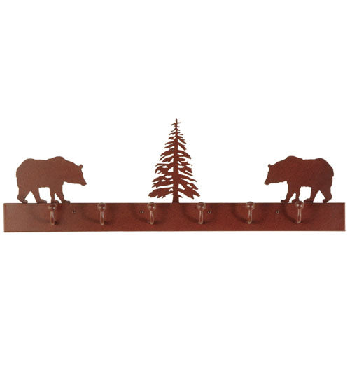 36"L Bear On The Loose 6 Hooks Coat Rack