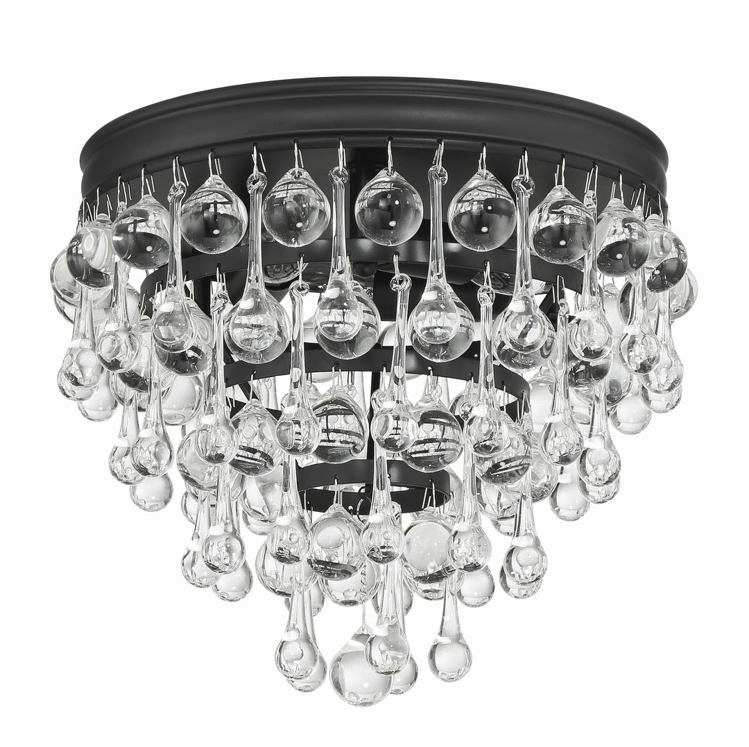 Crystorama Calypso 3 Light Matte Black Flush Mount