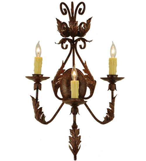 16.5"W French Elegance 3 Lt Wall Sconce