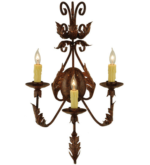 16.5"W French Elegance 3 Lt Wall Sconce