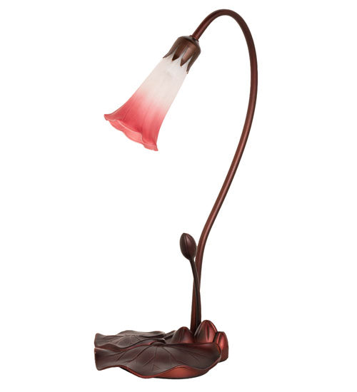 16" High Pink/White Tiffany Pond Lily Accent Lamp